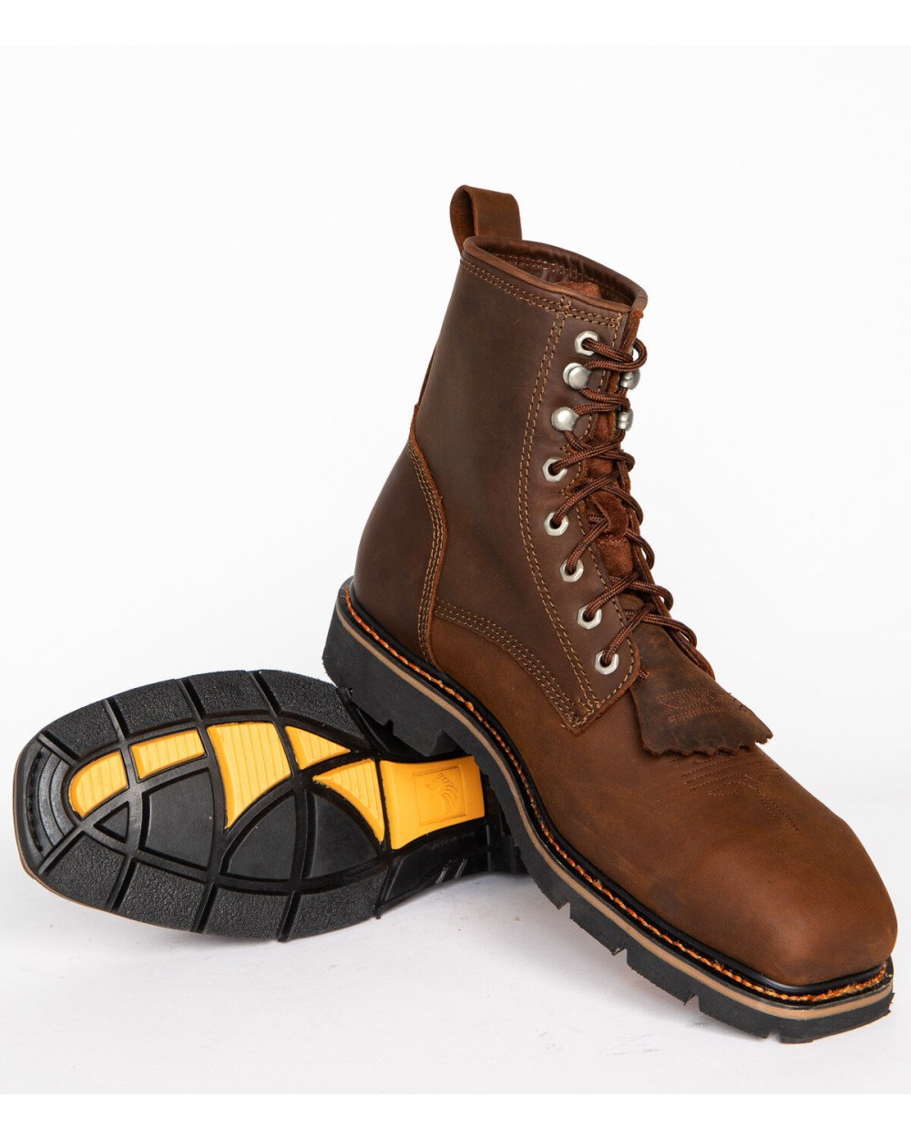 Cody James - Men's 8" Mustang Lace-Up Kiltie Work Boots - Composite Toe | Brown