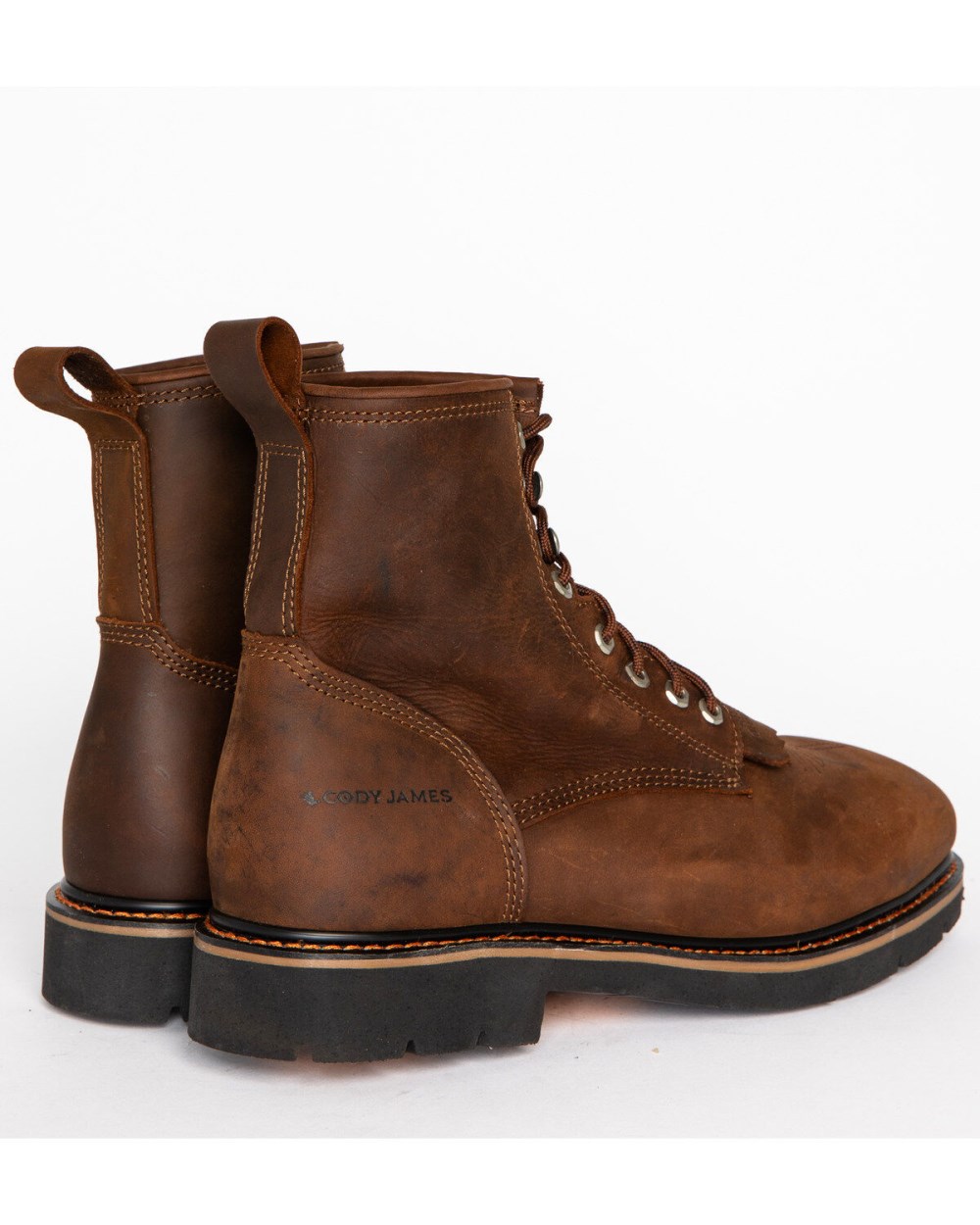 Cody James - Men's 8" Mustang Lace-Up Kiltie Work Boots - Composite Toe | Brown