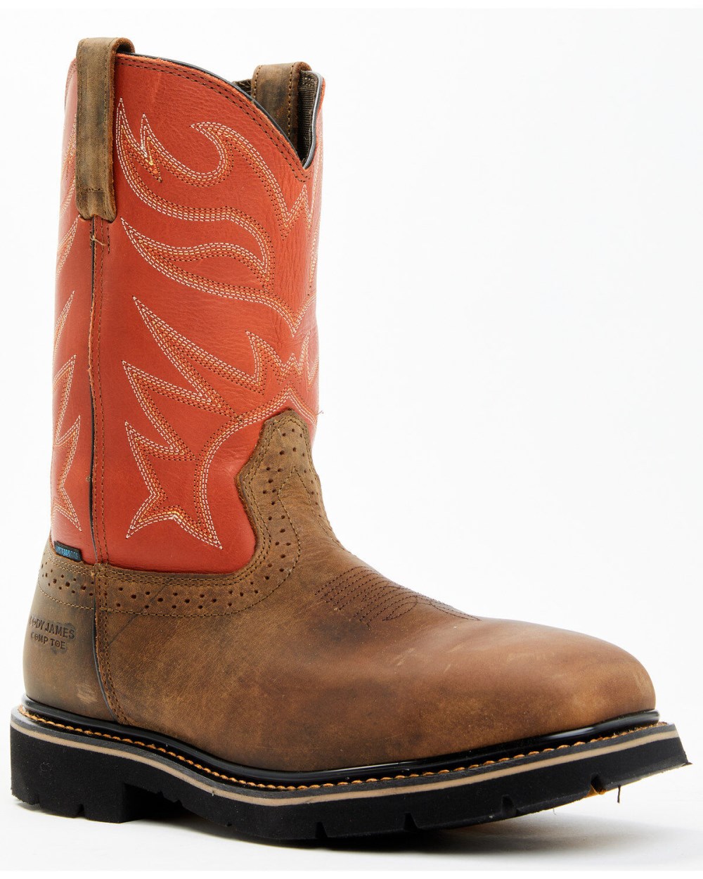 Cody James - Men's Mustang Pull-On Waterproof Work Boots - Composite Toe | Orange