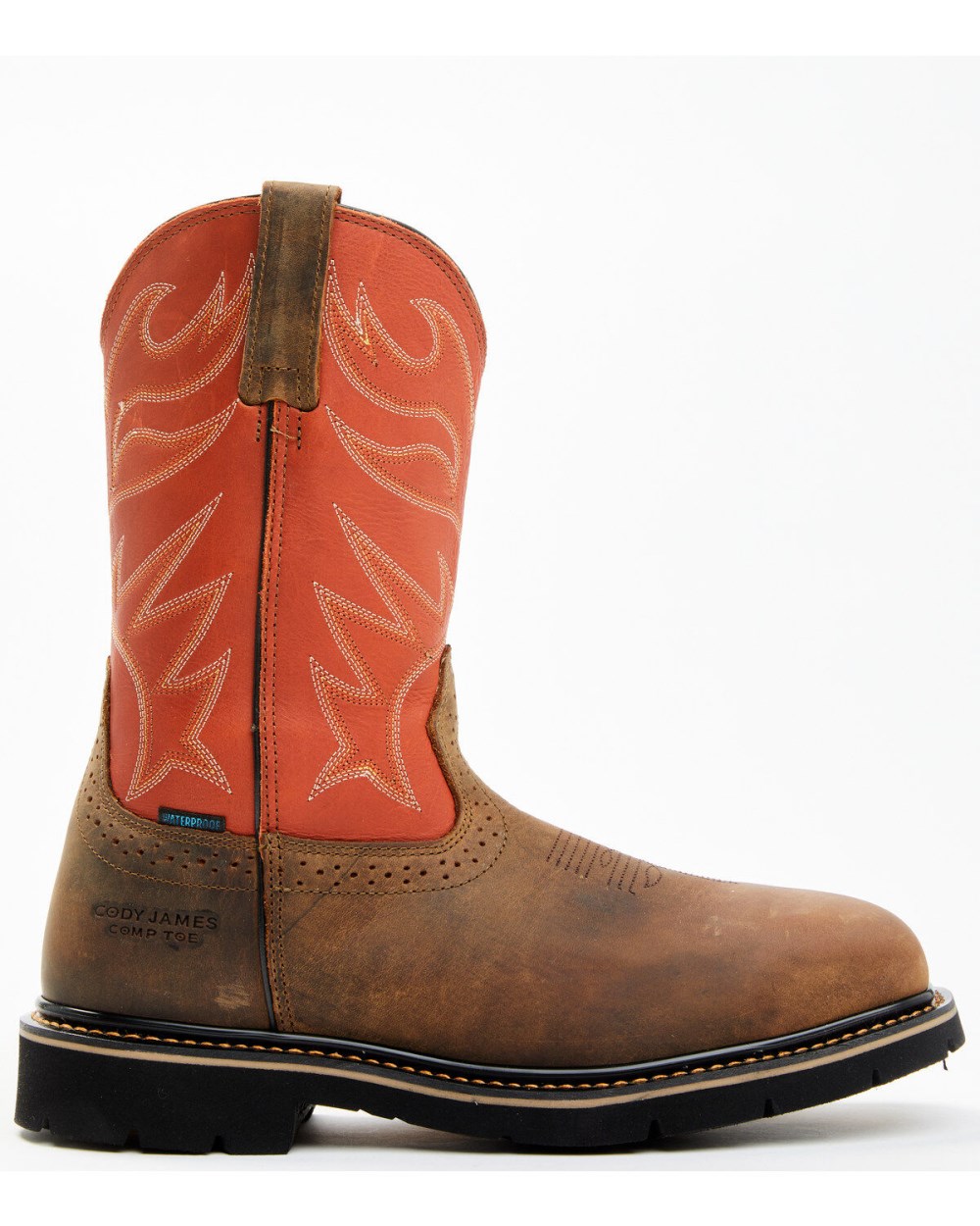 Cody James - Men's Mustang Pull-On Waterproof Work Boots - Composite Toe | Orange