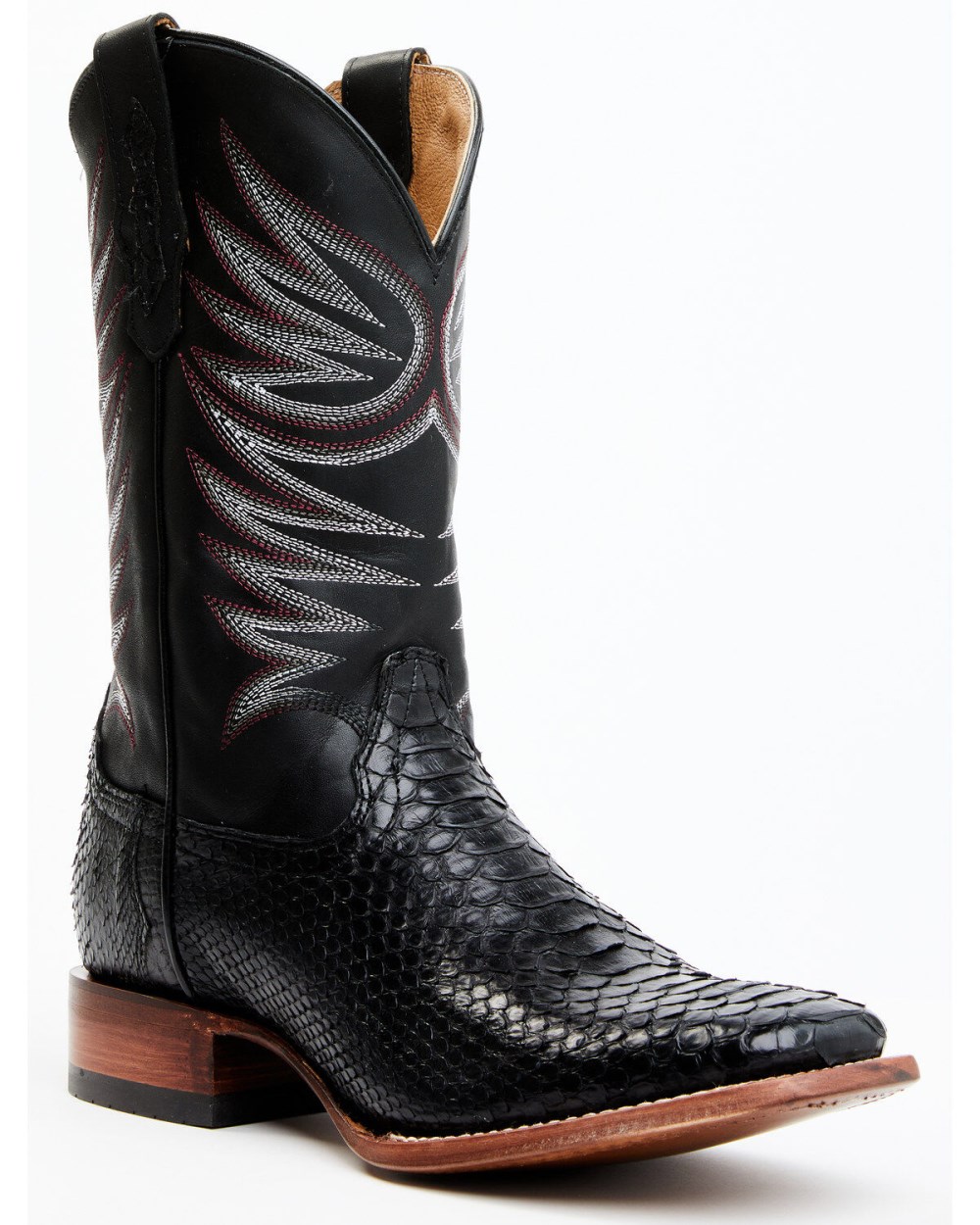 Cody James - Men's Matte Python Exotic Western Boots - Broad Square Toe | Black