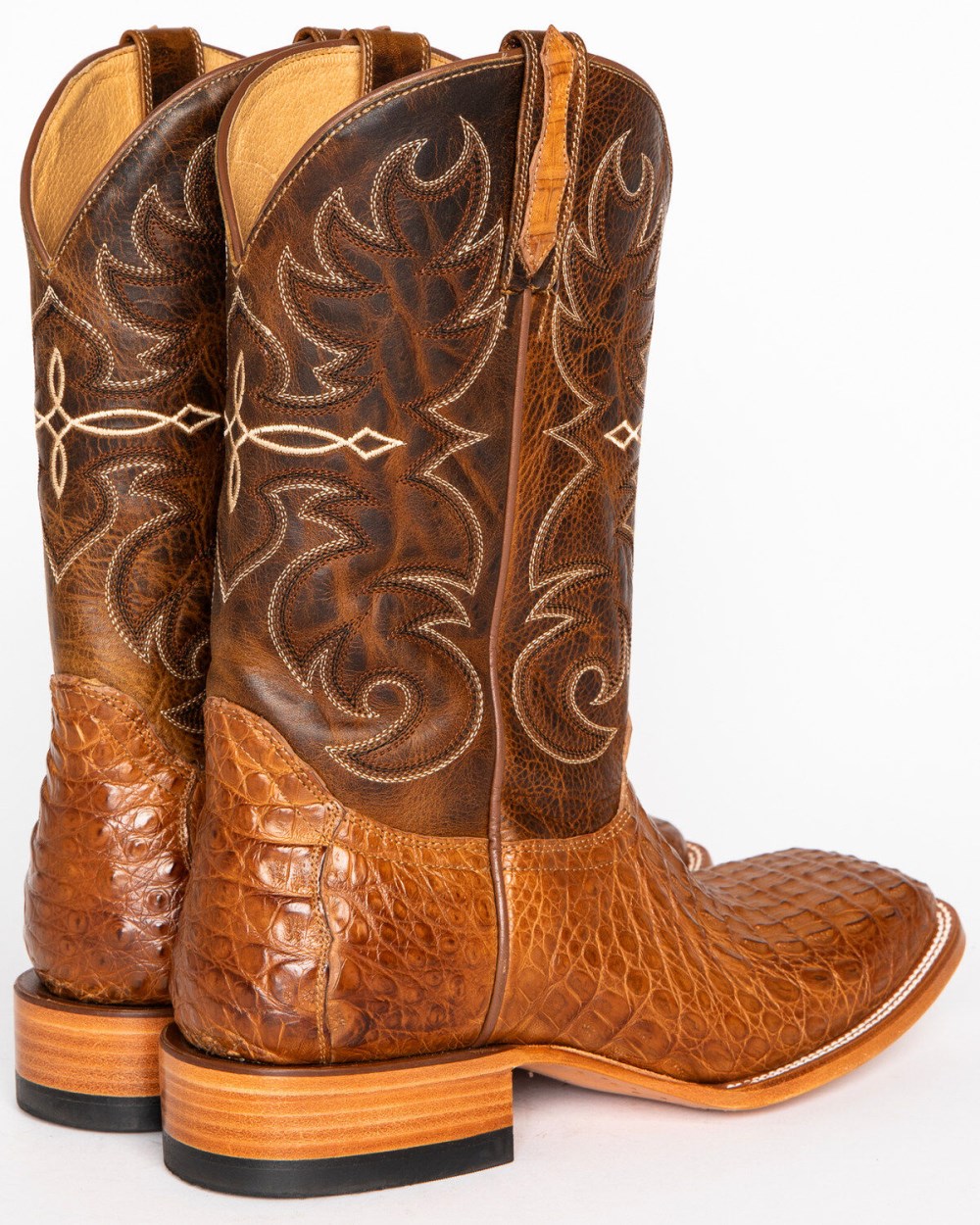 Cody James - Men's Burnished Caiman Exotic Boots - Wide Square Toe | Brown