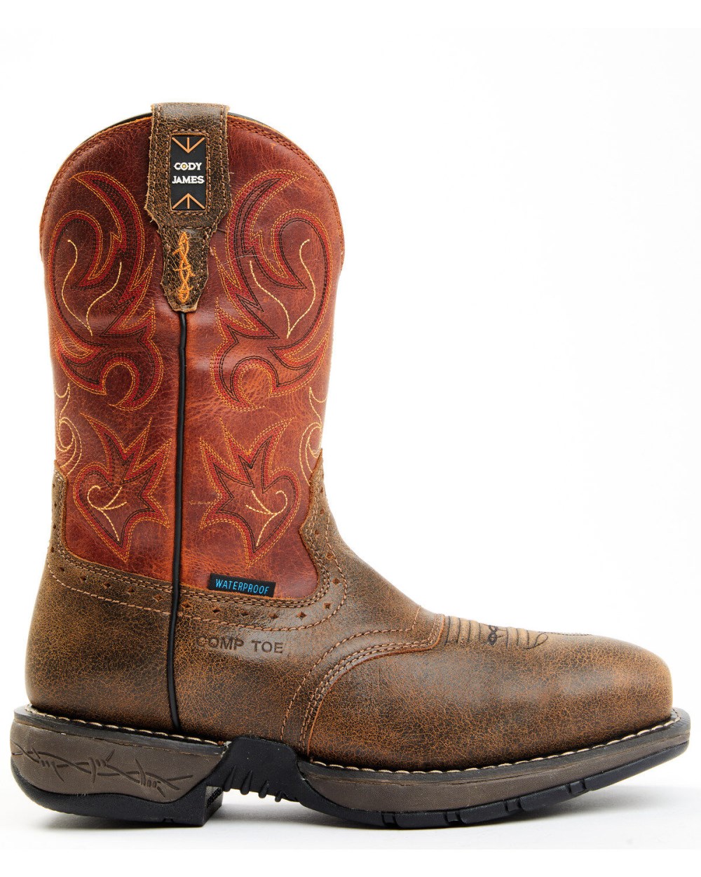 Cody James - Men's Nano Lite Waterproof Western Work Boots - Composite Toe | Orange
