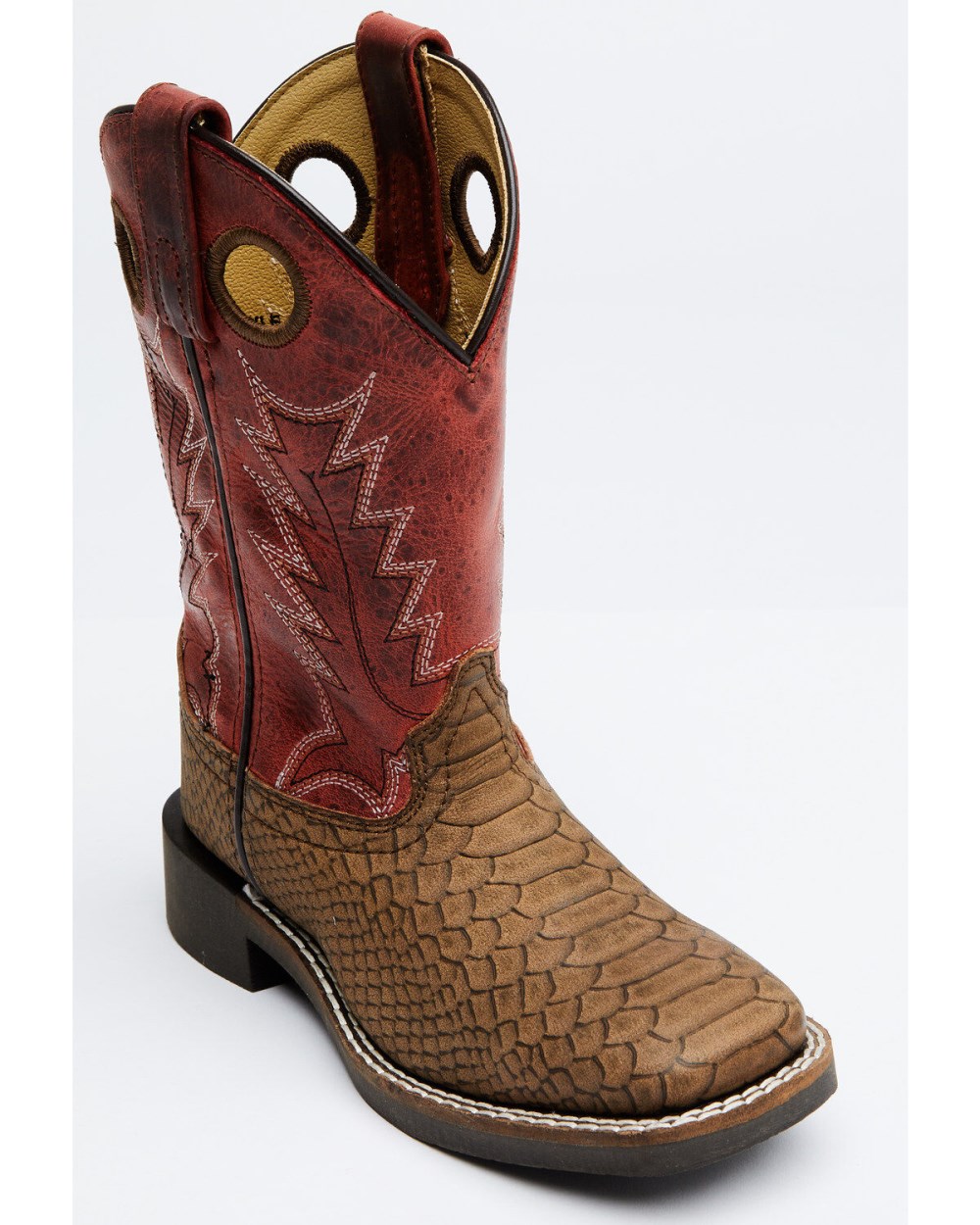 Cody James - Boys' Reptile Print Western Boots - Broad Square Toe | Red/brown