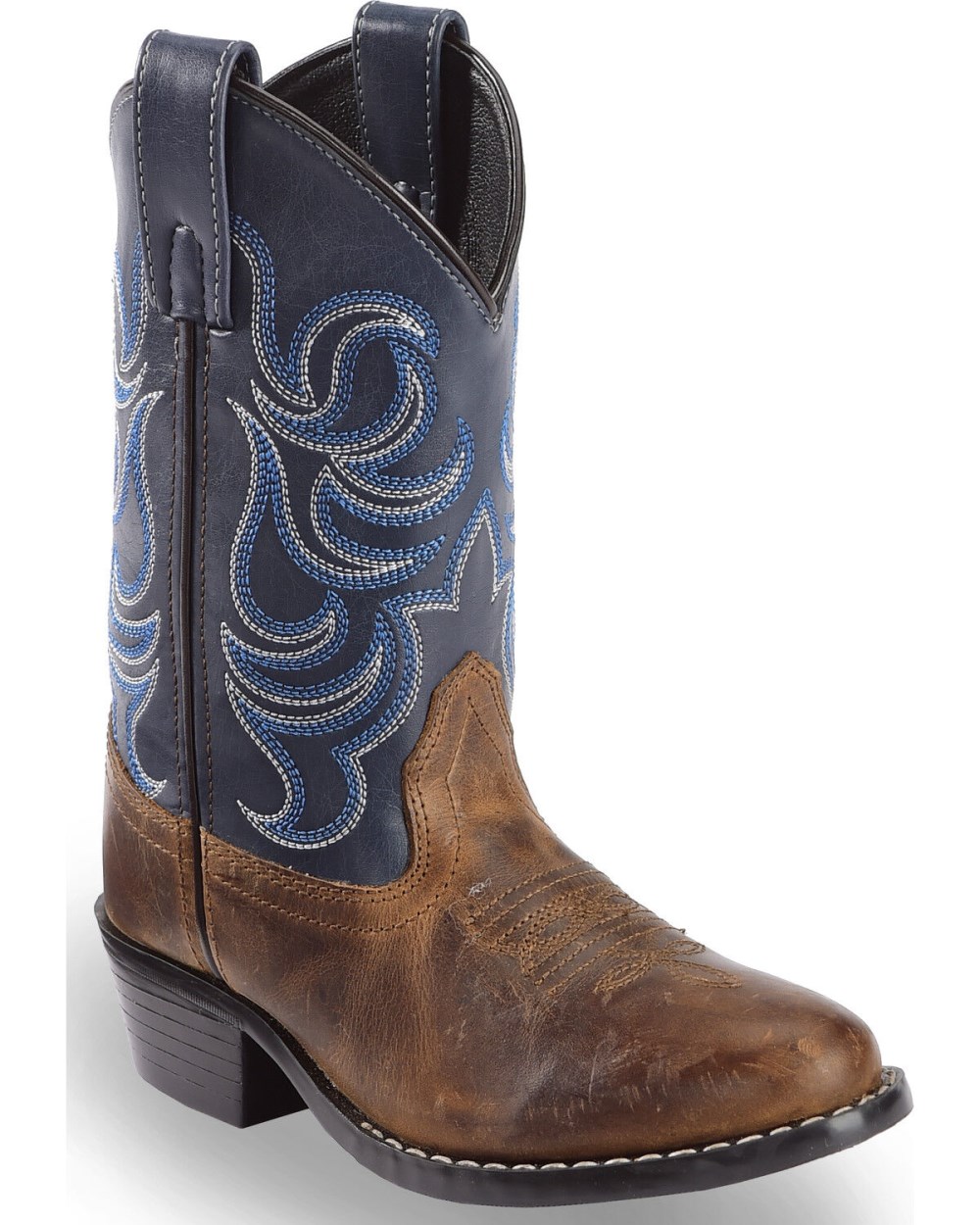 Cody James - Boys' Holt Two-Tone Embroidered Western Boots - Round Toe | Brown