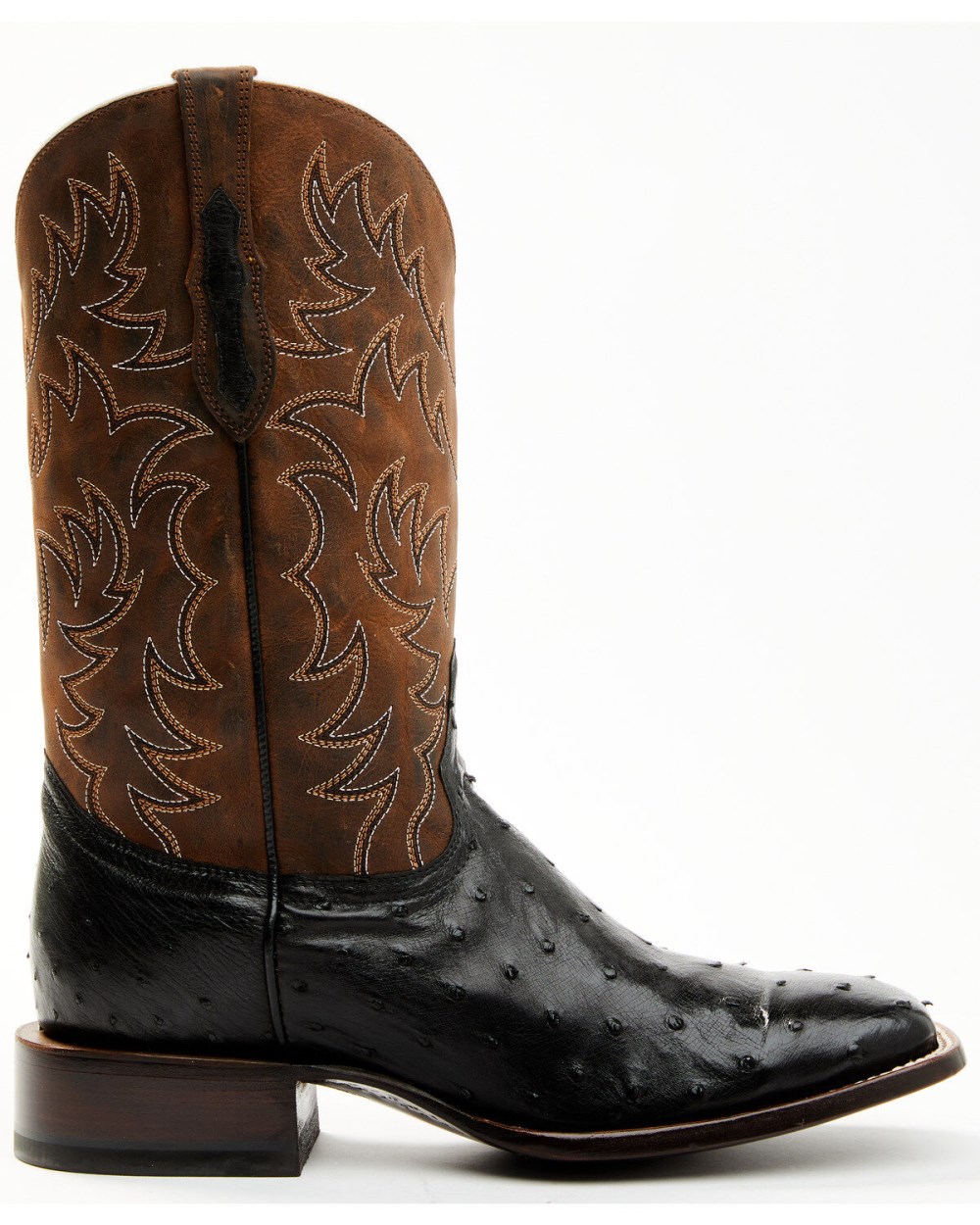 Cody James - Men's Saddle Black Full-Quill Ostrich Exotic Western Boots - Broad Square Toe | Black