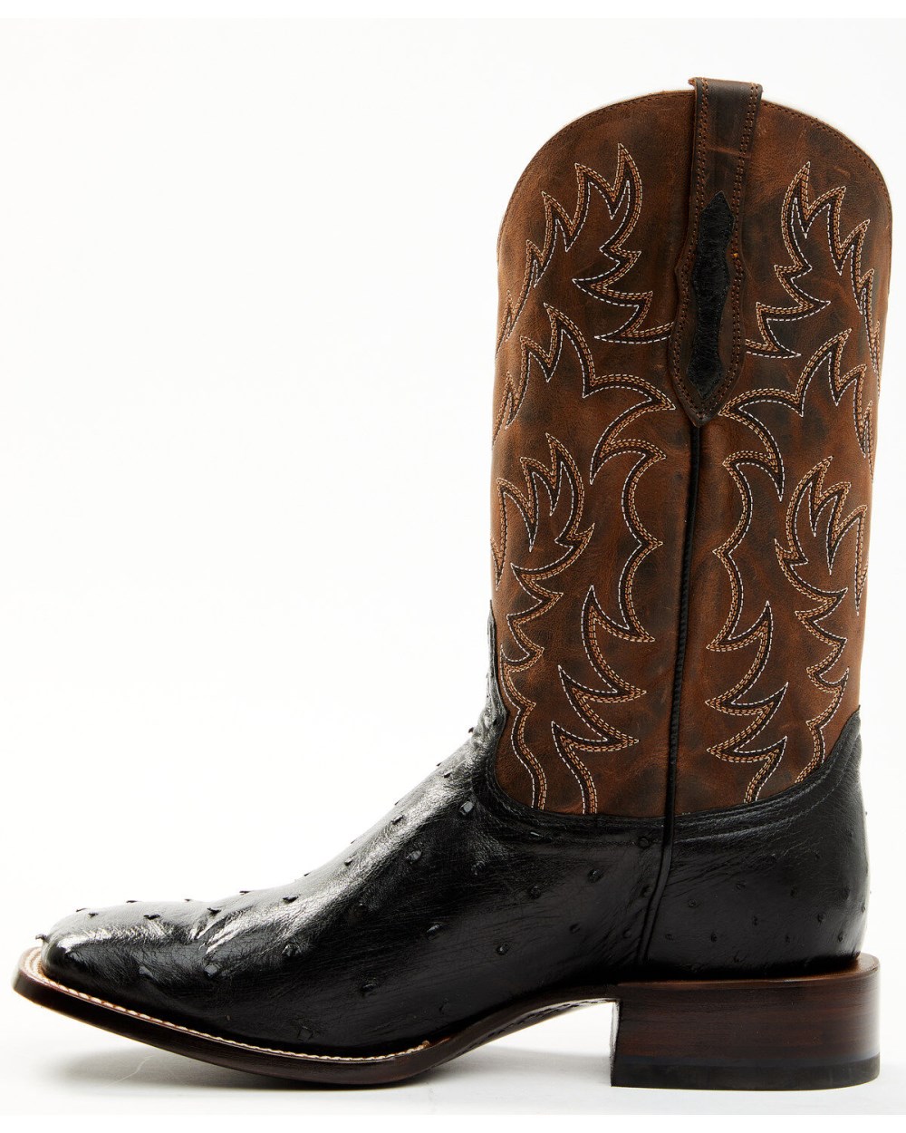 Cody James - Men's Saddle Black Full-Quill Ostrich Exotic Western Boots - Broad Square Toe | Black