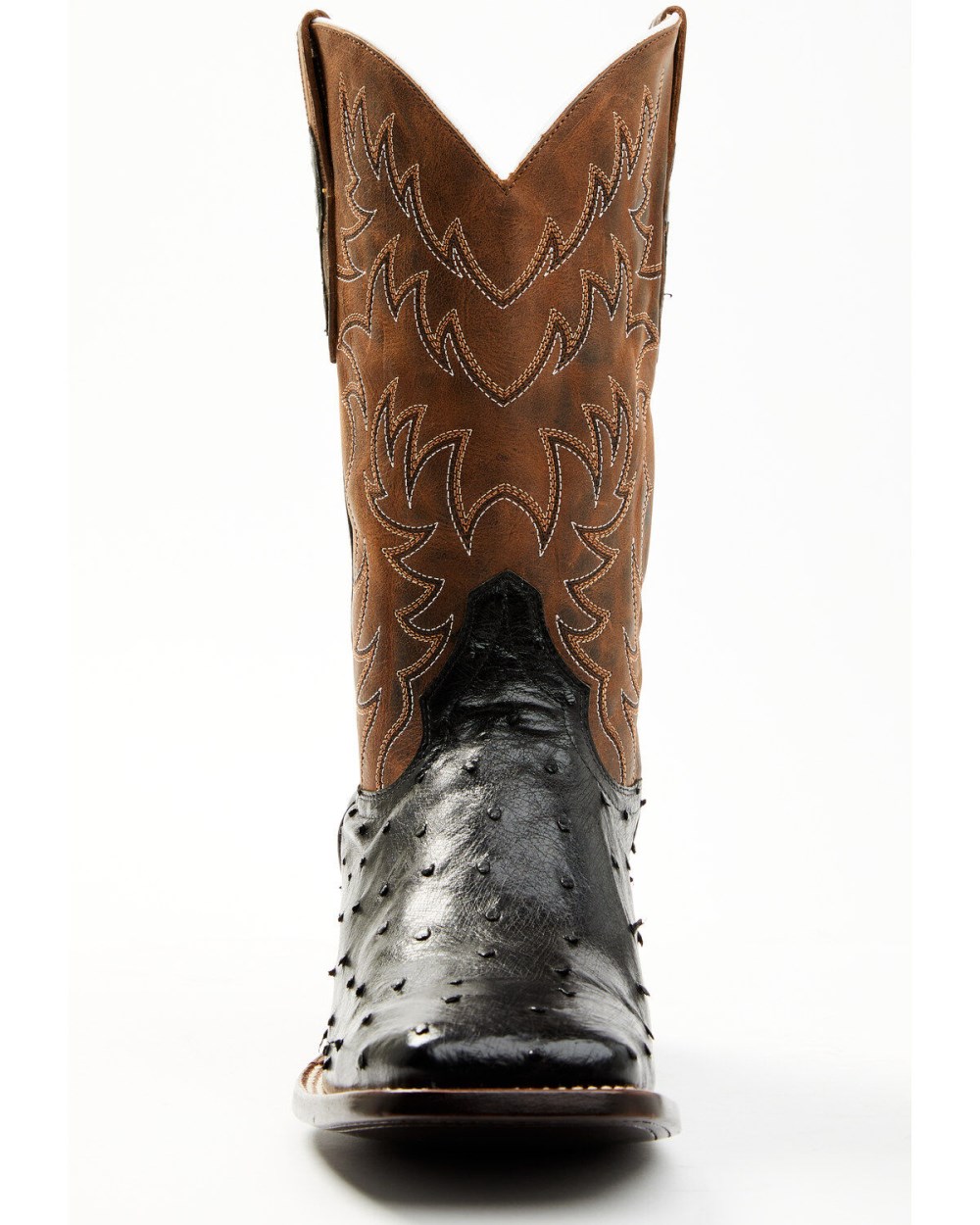 Cody James - Men's Saddle Black Full-Quill Ostrich Exotic Western Boots - Broad Square Toe | Black