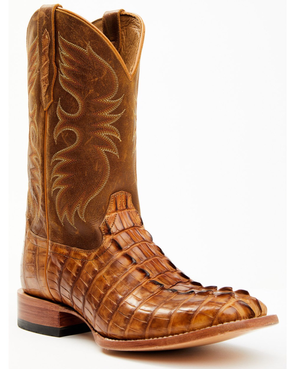 Cody James - Men's Caiman Cognac 12" Exotic Western Boots - Broad Square Toe | Tan