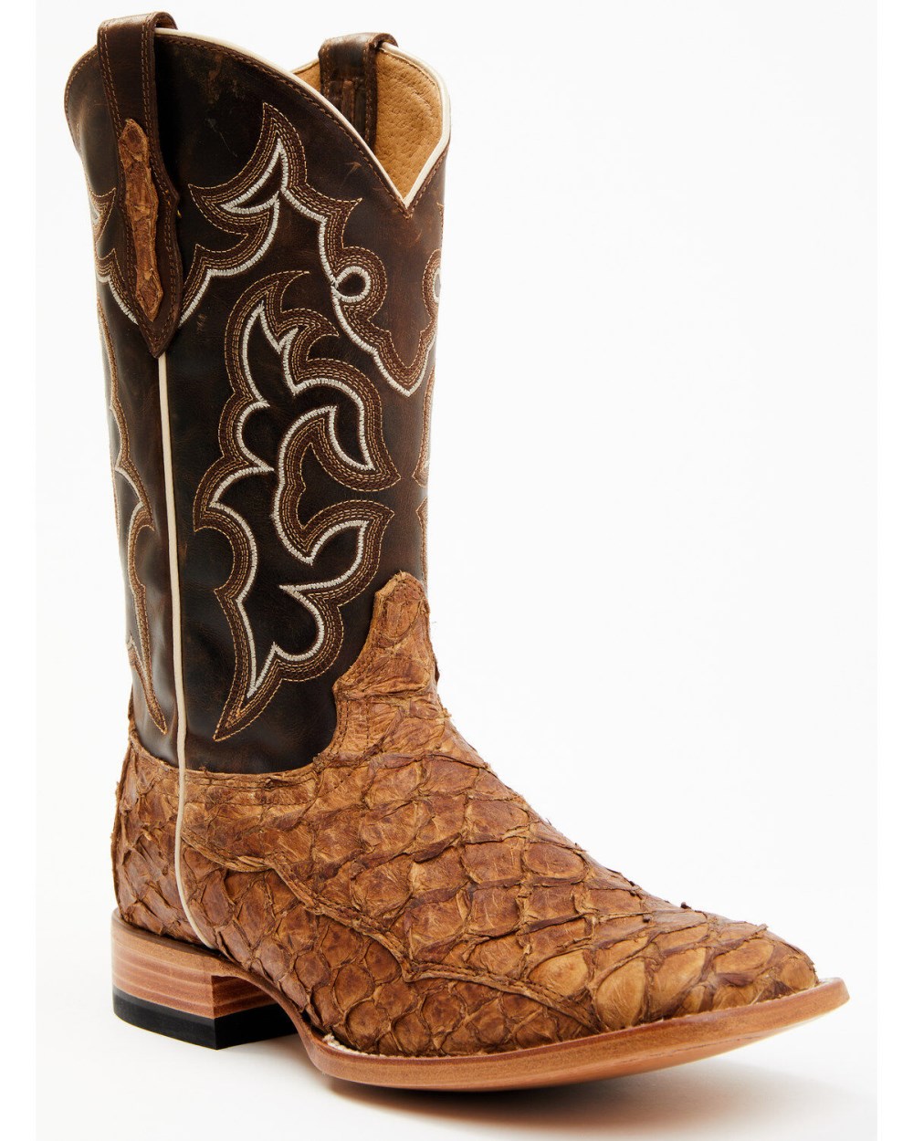 Cody James - Men's Exotic Pirarucu Skin Western Boots - Broad Square Toe | Brown