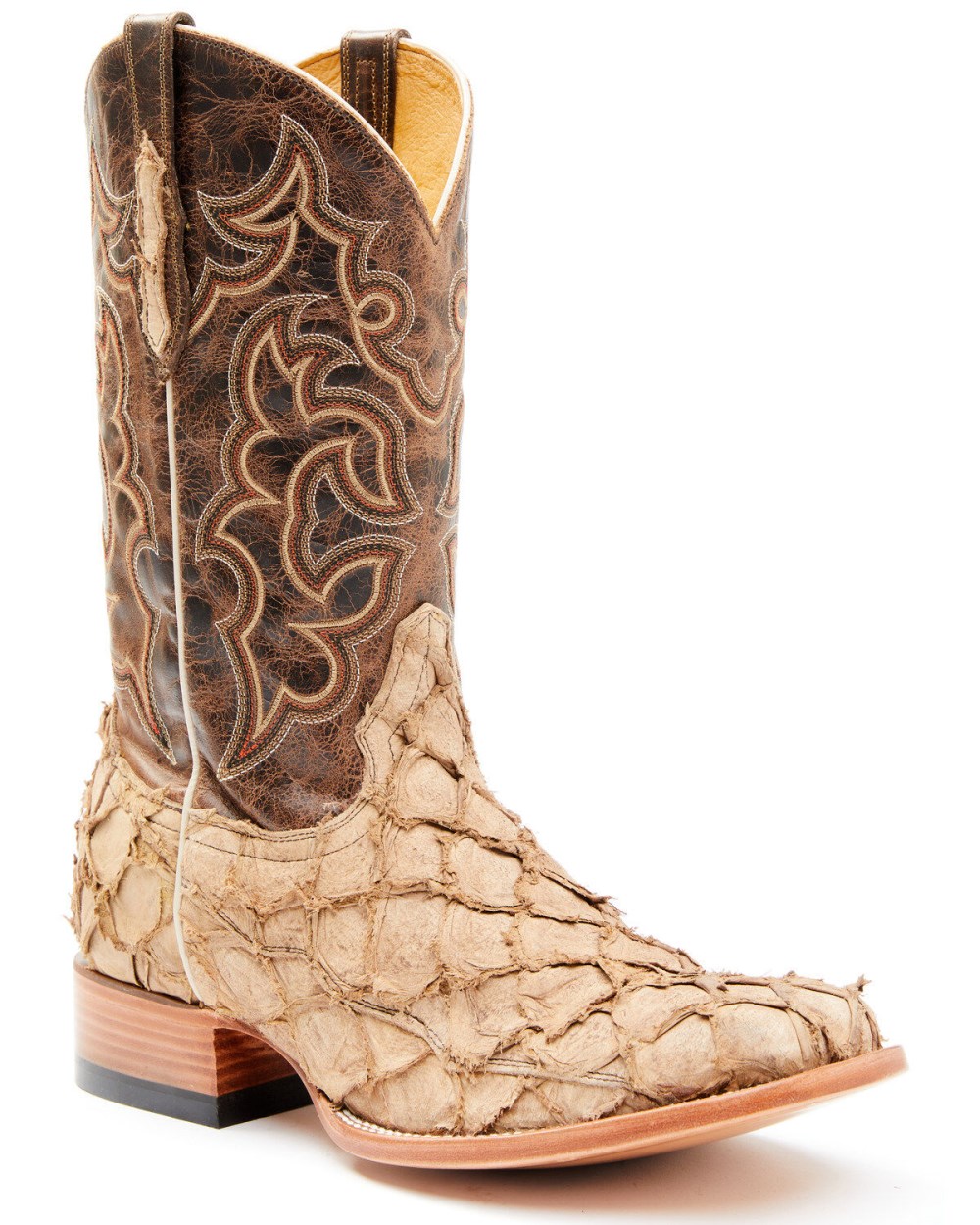 Cody James - Men's Exotic Pirarucu Western Boots - Broad Square Toe | Tan